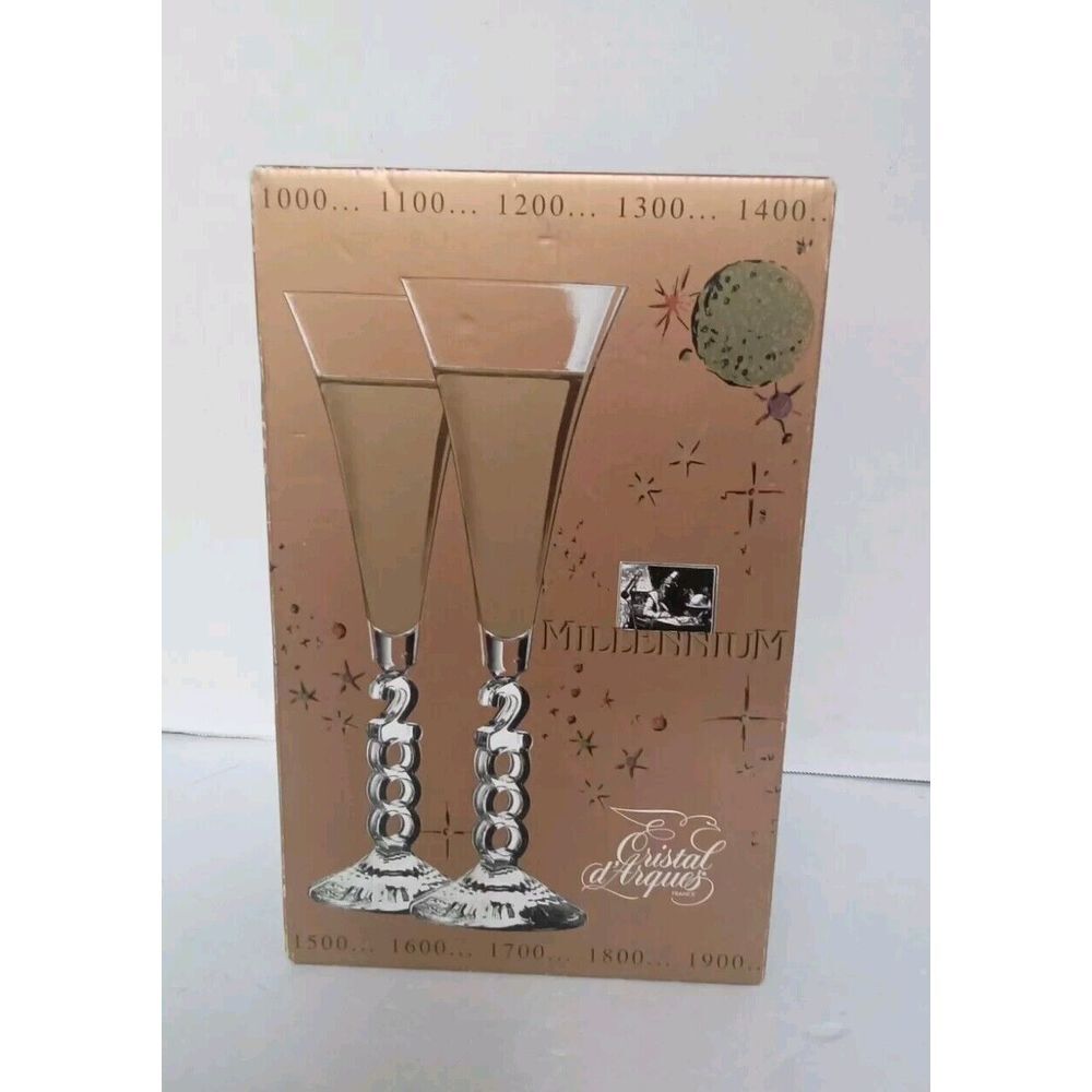 Crystal Elegance Millennium Champagne Flute Set of 2Twisted Stem Special Edition